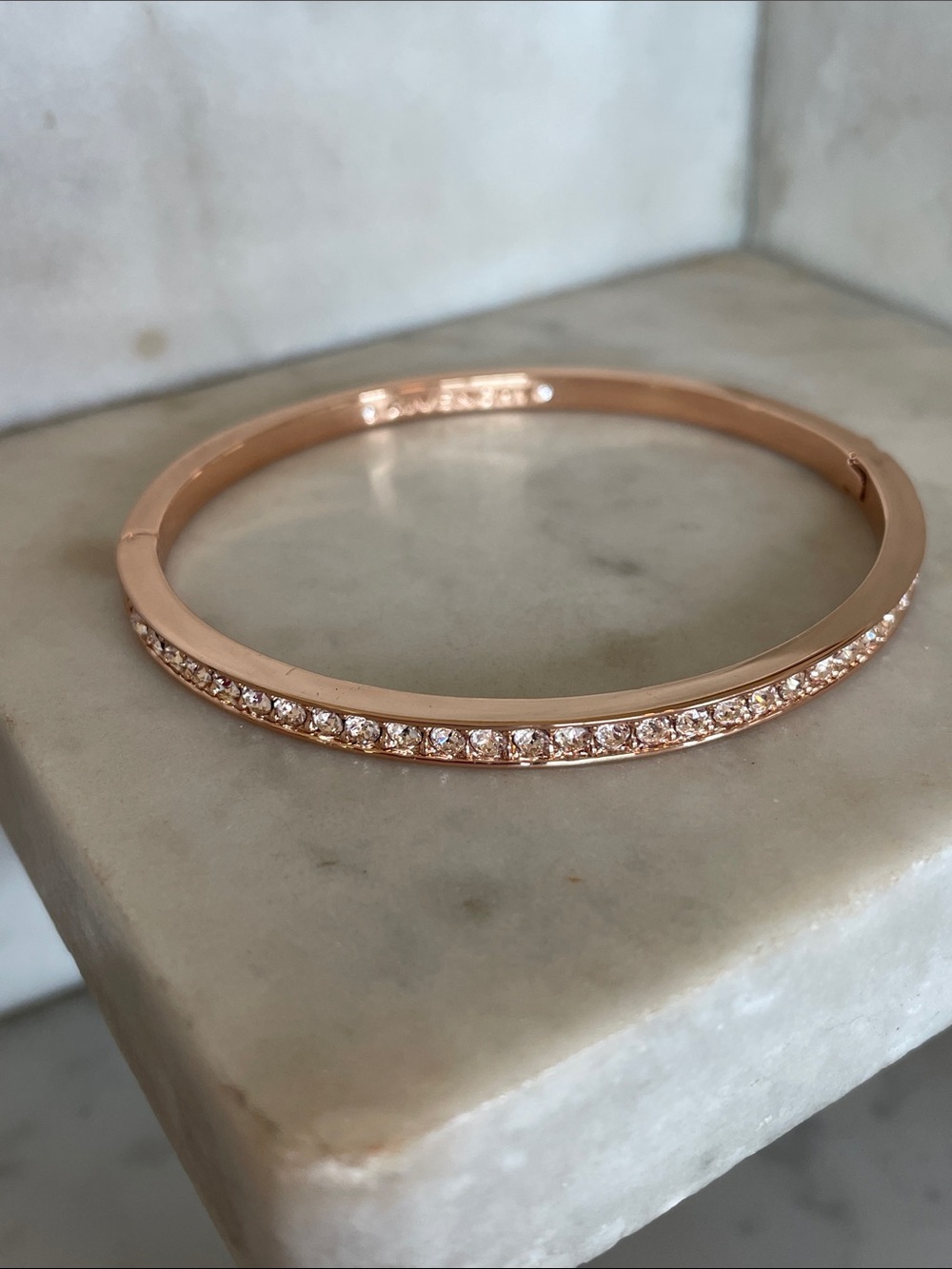 GIVENCHY Rose Gold Crystal Pavé Hinged Bangle Bracelet